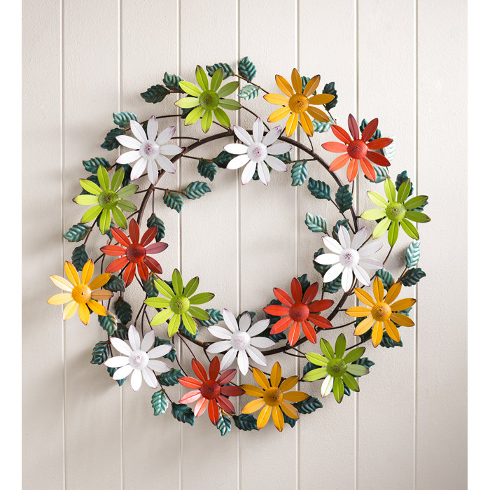 Wind & Weather Metal Flowers and Leaves Wreath & Reviews Wayfair
